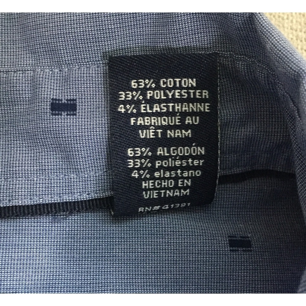 Chaps Button Down Shirt Mens M Blue Stretch Easy Care Geometric Long Sleeve - Picture 5 of 11